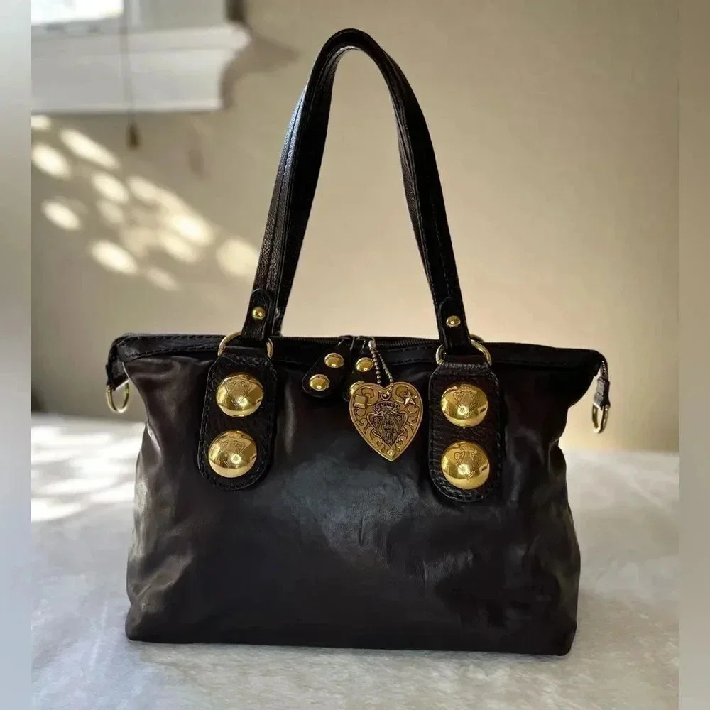 Gucci Babouska Heart GG Chocolate Brown Leather Tote Bag Gold Hardware - Picture 14 of 14